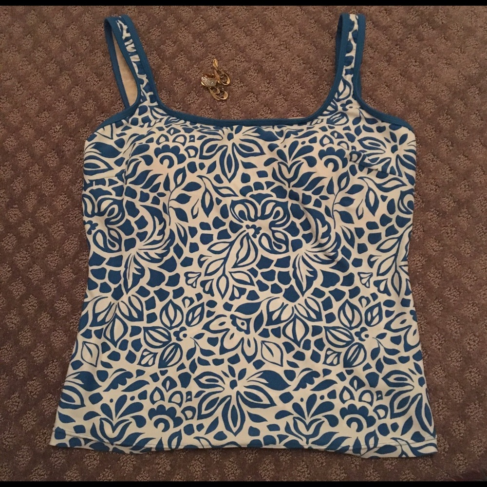 Relativity Tankini Top Blue Floral Sz 14
